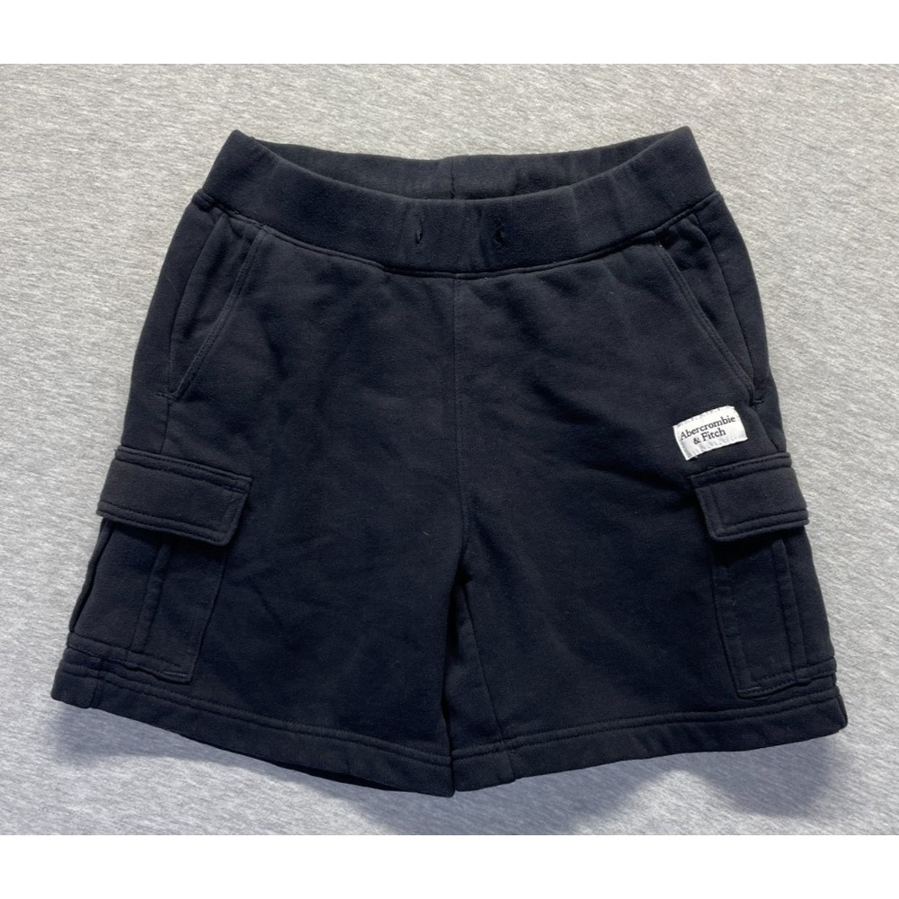 Abercrombie & Fitch Cargo Shorts Kids 11/12 Black Fleece Lined Utility Pockets